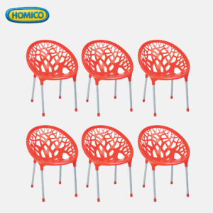 Pack of 6 Chairs Tree Semi Plastice Chair Red